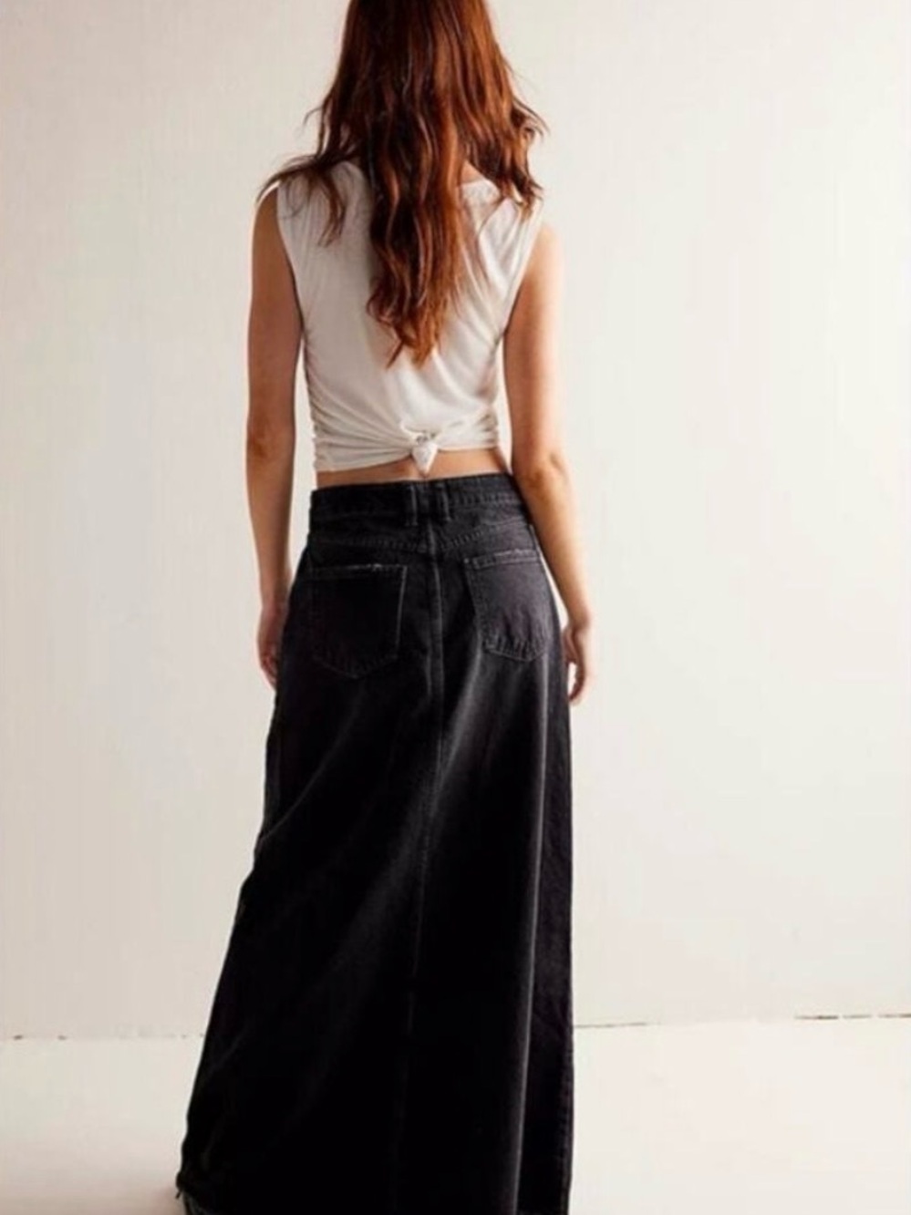 Free People Black Maxi Denim Skirt - Picture 2 of 2